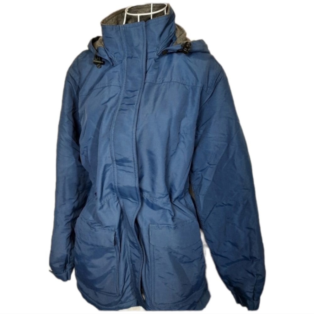 Duluth Trading Co Hooded Fleece Lined Coat Blue SZ M